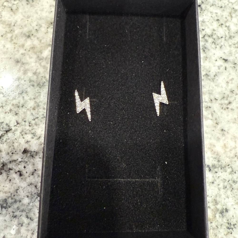 Moissanite Lightning Bolt Earrings in 925 Sterling Silver